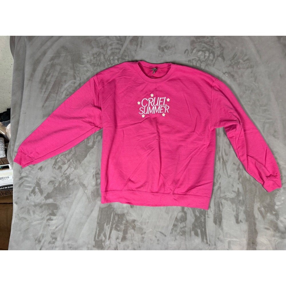 Cruel Summer Taylor Swift Embroidered Hot Pink Crewneck Daisy Floral Pullover